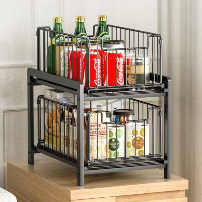 2 Tier Pull Out Cabinet Storage Organizer Benchtop Cabinet.